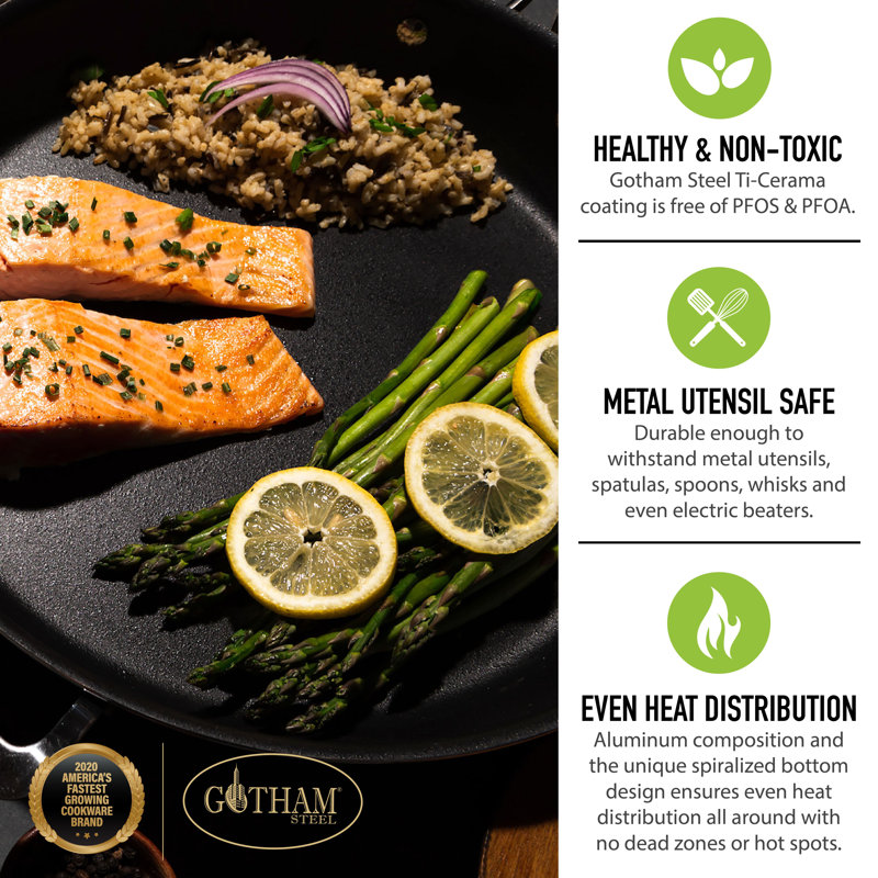 Gotham Steel Copper Cast Textured 5 Piece Nonstick Cookware Set