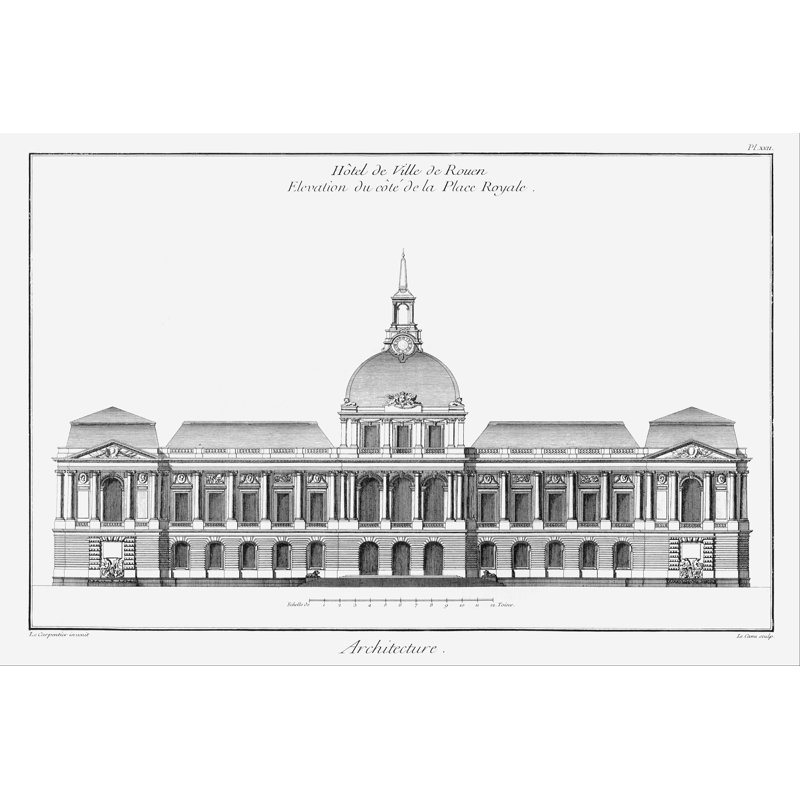 " Architectural Elevation III " by Denis Diderot, 24" H x 36" W  