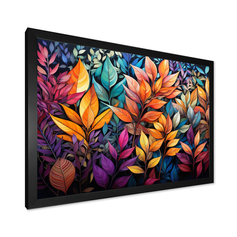 Feuillage multicolore vibrant - impression, Cadre simple noir, H 12 po x l 20 po x P 1 po
