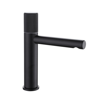 Metro Knurled Bathroom Faucet - Single Hole - 9" Brass