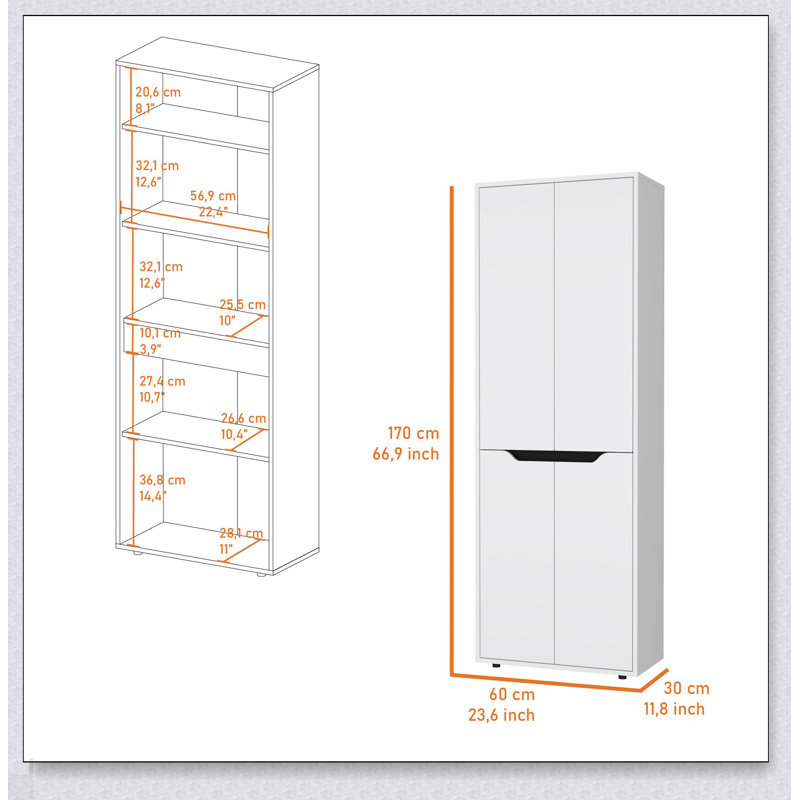 Garde-manger blanc à 5 tablettes avec armoires à double porte pour un rangement spacieux et un design moderne