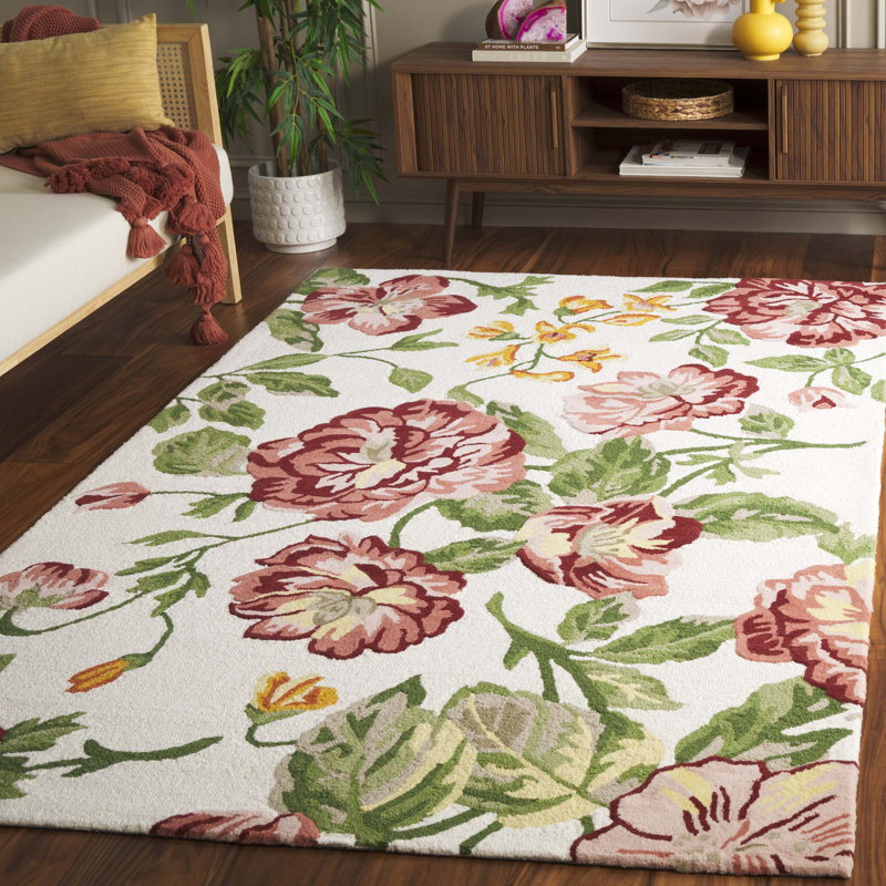 Jardin 275 Hand Tufted Indian Wool Pile Floral Rug, Rectangle 5' x 8'