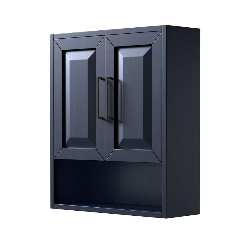 Daria Bathroom Cabinet, Dark Blue/Matte Black Trim