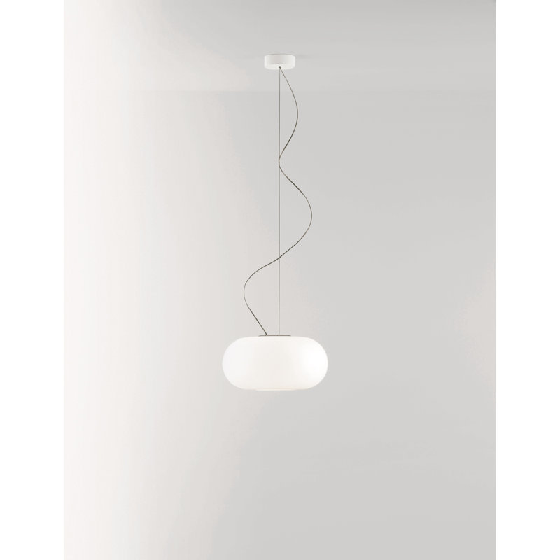 1 - Light Matt White Drum Pendant, 200cm H x 42cm W x 42cm D
