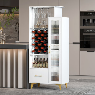 162.5cm H Wine Bar with Wine Storage and Cup Holder