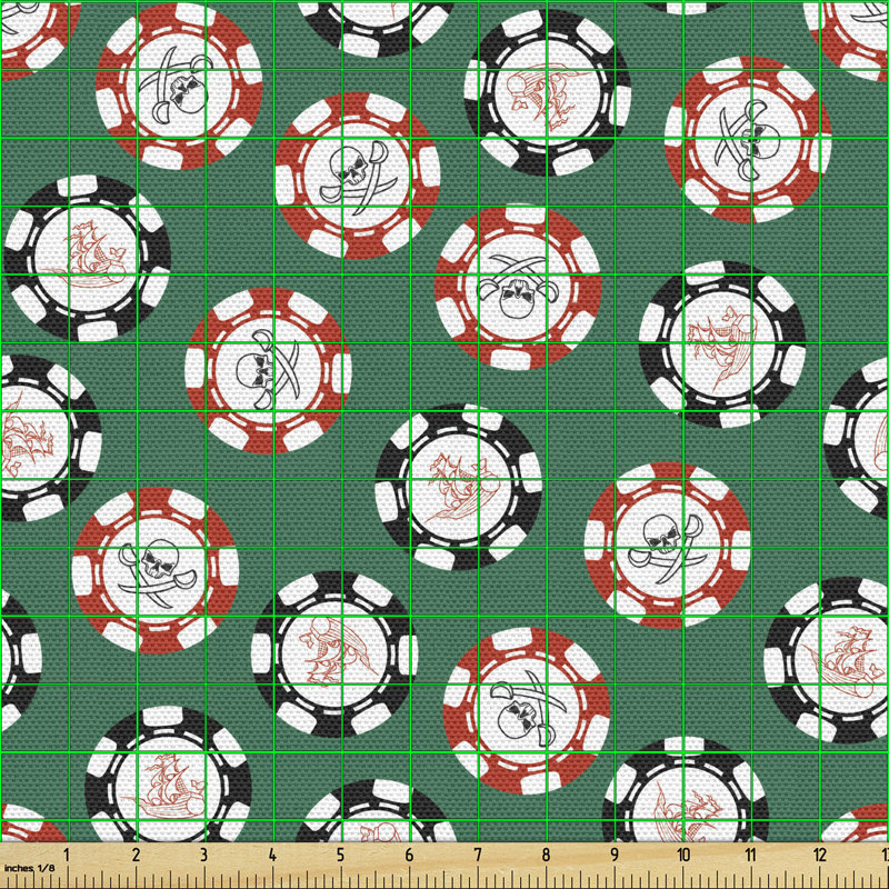 Cheridyn Poker Chips Pirates Money Diagonal Bones Skull Multi-Purpose Fabric