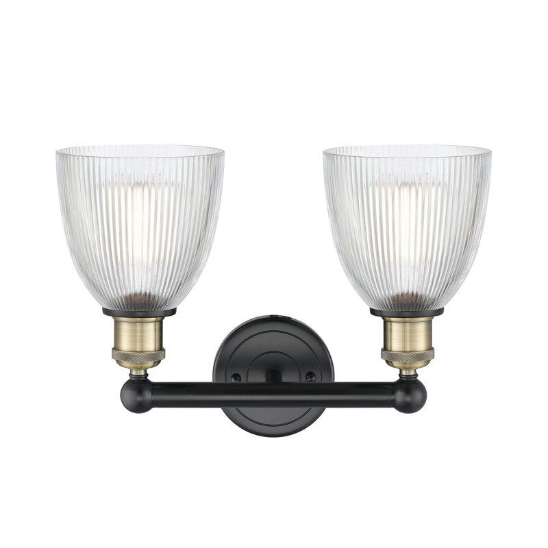 Éclairage pour meuble-lavabo à 2 lumières 15 pouces Philomene, Transparent, Laiton antique noir