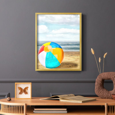 Beach Ball I, reproduction encadrée - bois massif