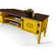Élégant meuble télé jaune avec plateau en bois d'épinette et pieds de charme, 59,1 po x 15,7 po x 19,7 po | Fabrication 100% en panneau de fibres à densité moyenne, épaisseur de 0,4 pouce | Parfait pour le salon et le rangement des médias, design durable et élégant-557820854