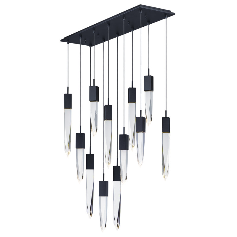 12 - Light LED Cluster Pendant, Black