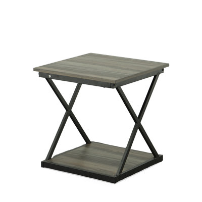 Modern Gray 18.5" Square Side Table with Durable Metal Frame
