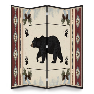 Cloison pliante à 4 panneaux pour homme Caverne royale, animal sauvage, chalet rustique, campagne, toile, toile, séparateur de pièce, cloison de protection autoportante, cloison d'intimité