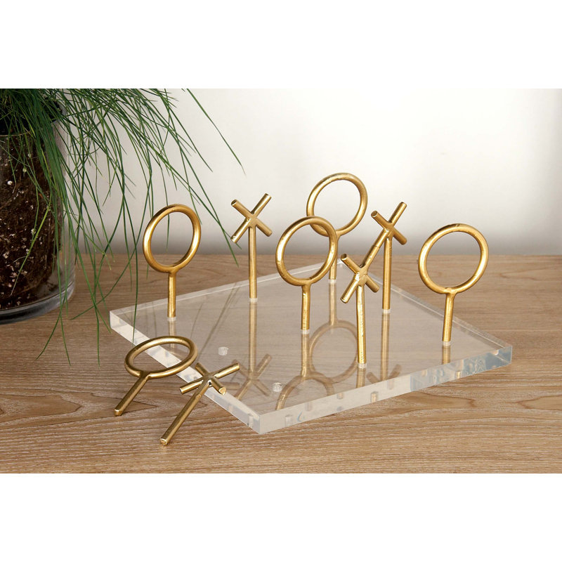 Gold and Clear Acrylic Tic Tac Toe Game Set