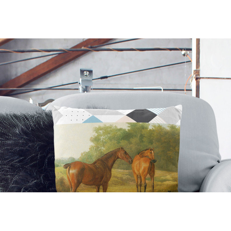 Horses And Hound Square Throw Cushion, 40cm H x 40cm W x 15cm D
