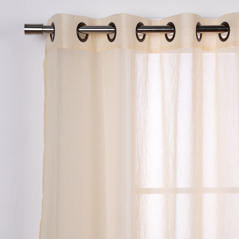Paire de rideaux transparents avec œillets Amarely, Beige, L 52 po x L 84 po