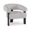 Chaise d'appoint Tisa, polyester gris, cadre en bois noir à 3 pieds avec dossier rond