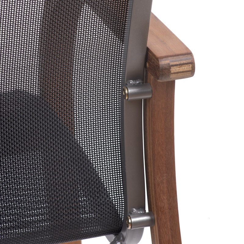 Chaise de patio moderne en bois Alyisa, Noir