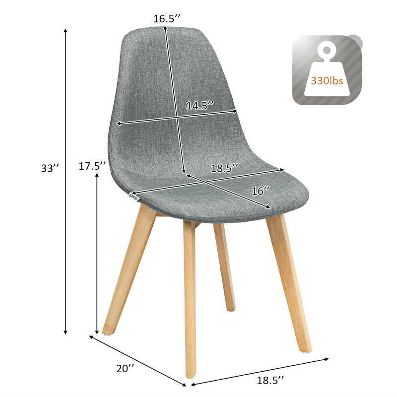 Ensemble de 4 chaises de salle à manger rembourrées Bridwell avec pieds en bois et dossier ergonomique
