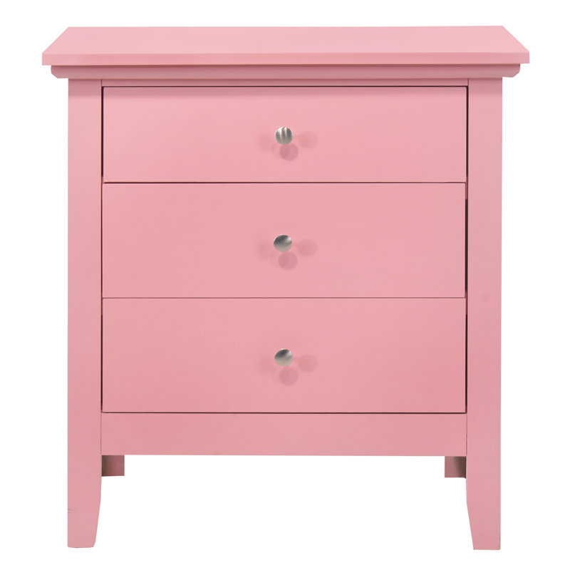  Hammond 3 - Drawer Nightstand , Pink