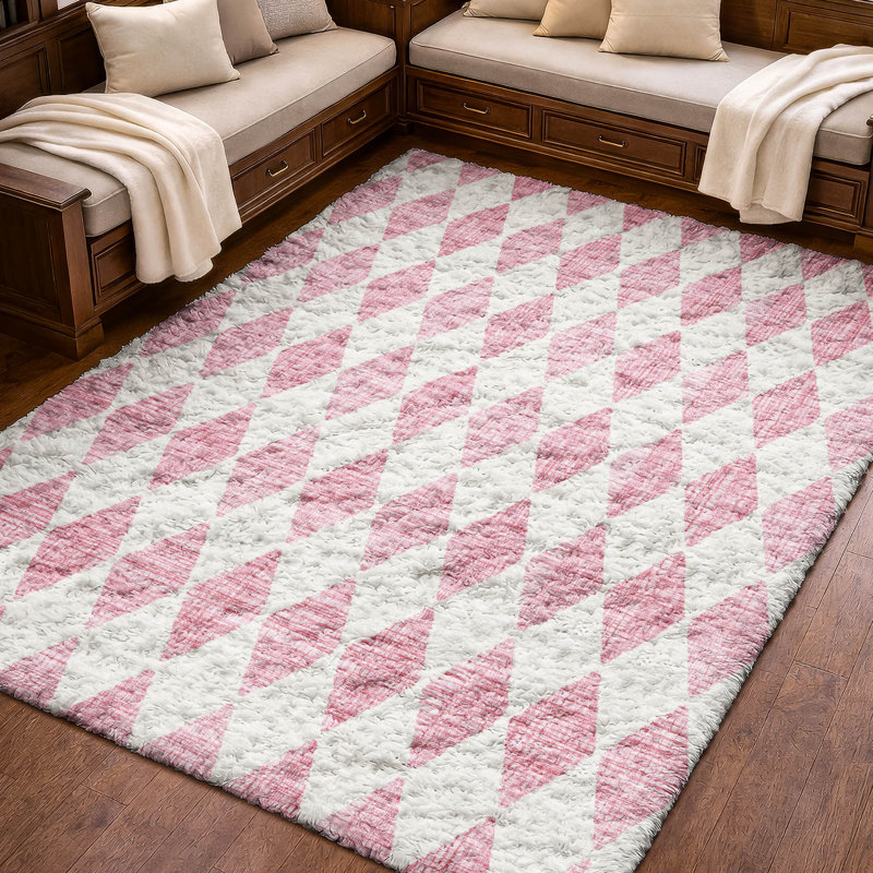 Tapis à poils longs de qualité supérieure lavable à la machine Dream ADS578, Pink, 3' x 5'