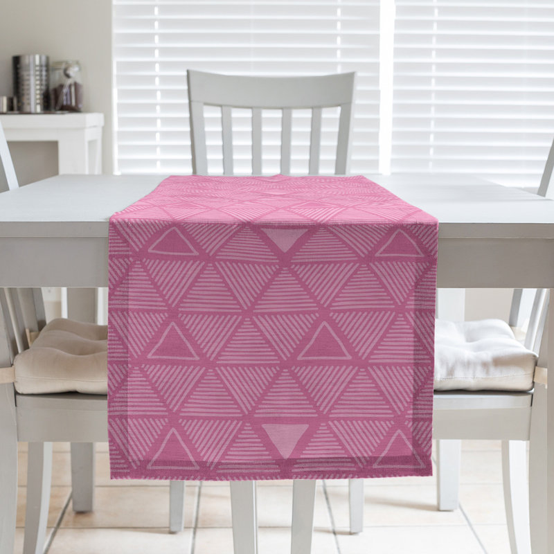Hand Drawn Triangle Table Runner, 16" x 72", Dark Purple