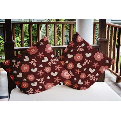 Housse et insert de coussin décoratif carré Flowery Love Valentines