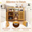 Organisateur de rangement en bambou pour armoire de salle de bain à 2 portes avec tablettes de salon