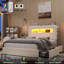 Upholstered Bed Frame, Storage Bed with LED and Charging Station-1031401696-1030962291