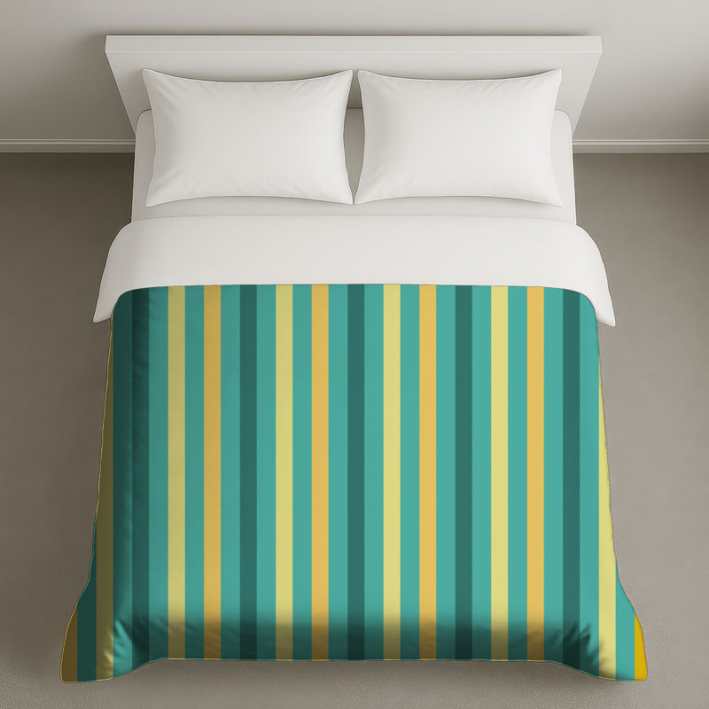 Housses de couette verticales à rayures colorées, Lit simple