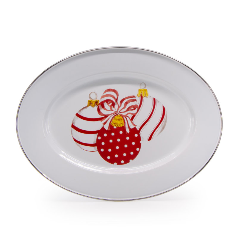 Golden Rabbit Enamelware Ornament Oval Platter