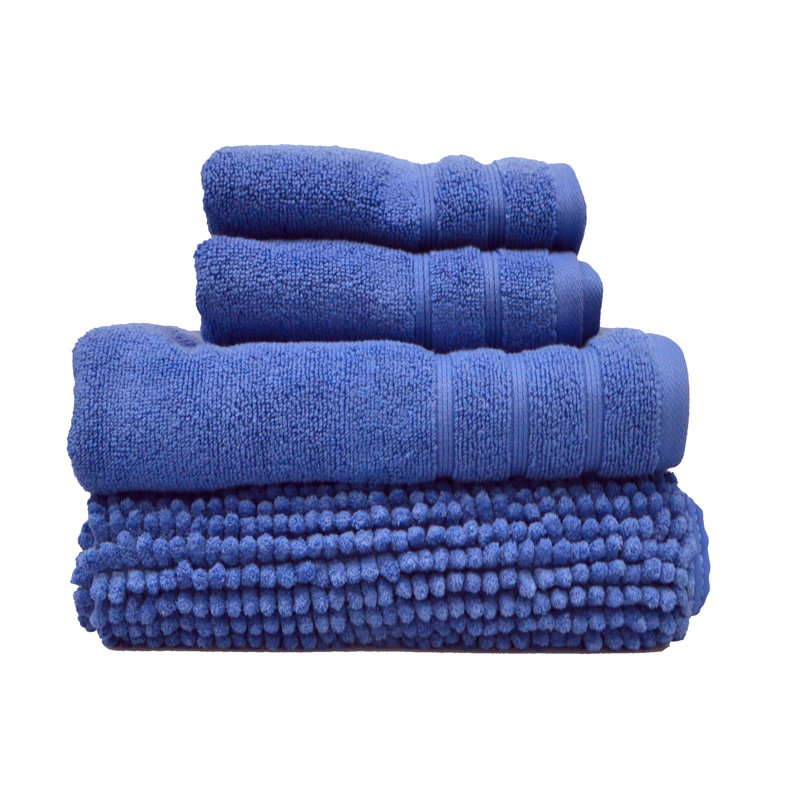 Zutphen 4 Piece Towel and Bath Mat Set, Denim