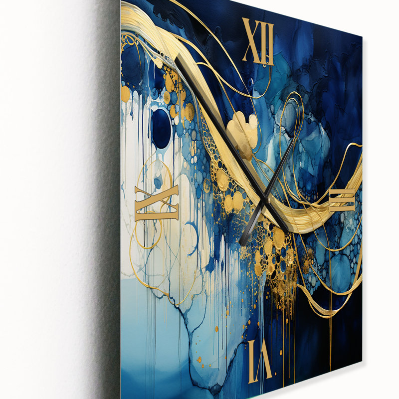 Lumière du soleil se brisant dans les vagues III - Horloge murale abstraite en métal, Surdimensionné