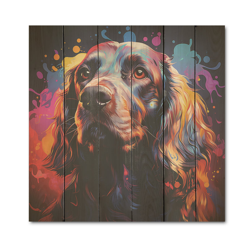Cocker Spaniel, art mural en bois de chien sur bois de pin naturel, H 25 po x l 25 po