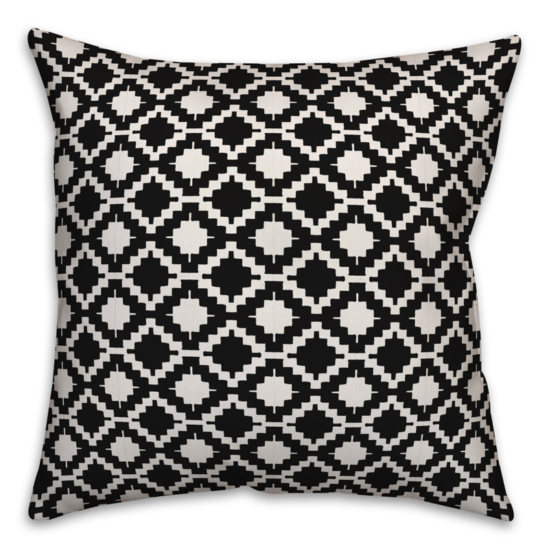  Coussin Circles, 16 po x 1 po, Noir / blanc - géométrique 1