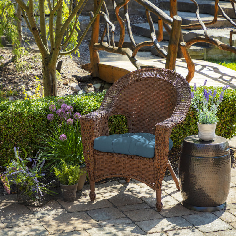 ARDEN Outdoor Wicker Chair Cushion (2 Pack) 18 X 20, French Blue Texture