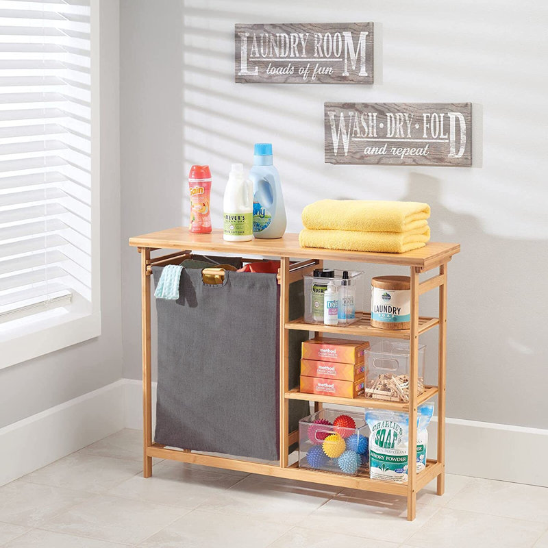 Happer Bamboo Cabinet Laundry Hamper with Handles