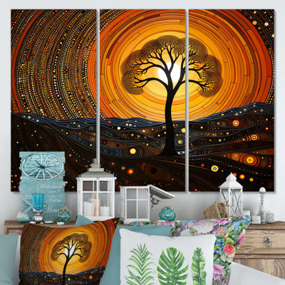 Arbre d'acacia africain dans le désert II - Art mural africain