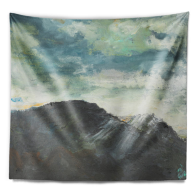 Tapisserie Mountain Peak Under Cloudy Sky, H 32 po x l 39 po