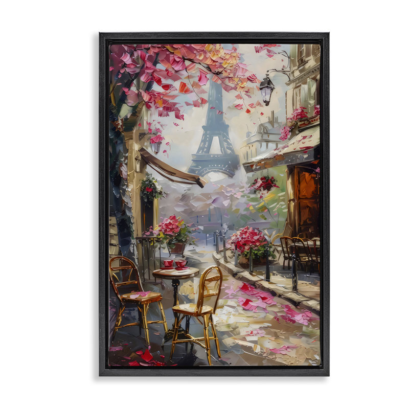 Cadre flottant romantique Paris Cafe, design par LSR Creative Studio, Cadre flottant noir de jais, H 25 po x l 17 po