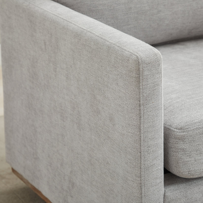 Wide Upholstered Swivel Armchair, Light Gray