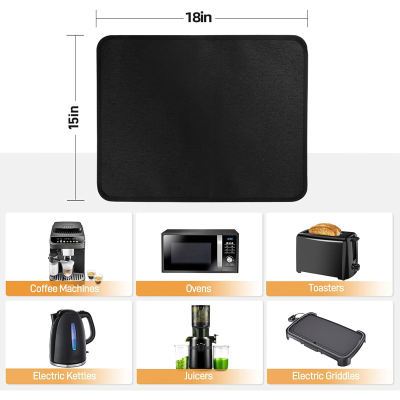 Fireproof 15X18 In Heat Resistant Mats，2PCS - Black