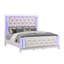 Grand lit blanc laiteux avec cristal comme Perplex, tête de lit moderne et luminaire pour la chambre à coucher