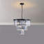 Lustre en cristal de luxe à 3 niveaux 20 "- 7 lumières avec cadre noir pour le salon et la salle à manger