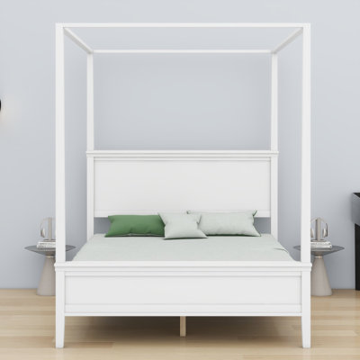 Cadre de lit plateforme à baldaquin avec tête de lit à baldaquin de style campagnard et pieds fuselés pour un style polyvalent