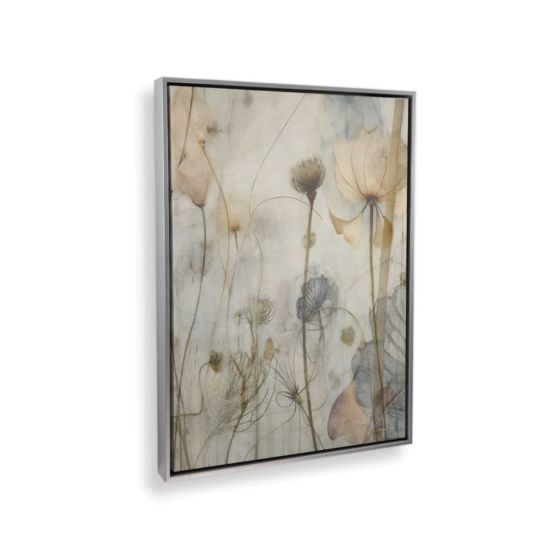 «Flowers in the Breeze III» par lettres et doublure, reproduction d'art, 12 W x 16 H, Silver, Framed Canvas