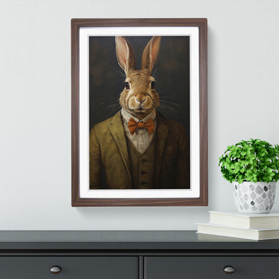 Hare In A Suit Painting No.3 - Single Picture Frame Print on Wood
