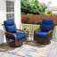 Ensemble de conversation pour patio 2 personnes, ensemble de conversation extérieur avec 2 chaises pivotantes en osier, coussins épais et table basse en rotin-624561137