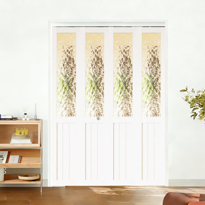 Porte en bois semi-givré à deux volets avec trousse de quincaillerie