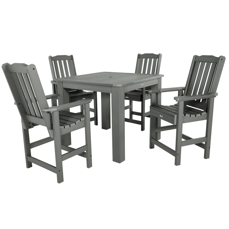 Arbnora 4-Person 42" Square, Counter-Height Outdoor Dining Set, Coastal Teak, 42 x 42 x 36