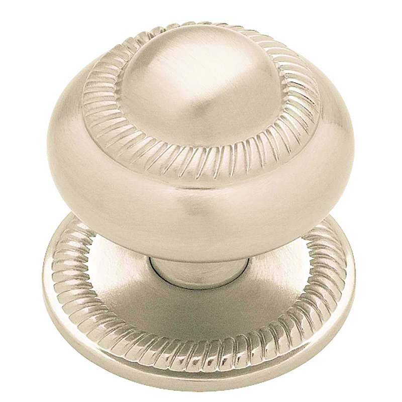 (5 Pack) 1-3/8 inch Empire Knob with Backplate, Brushed Satin Silver